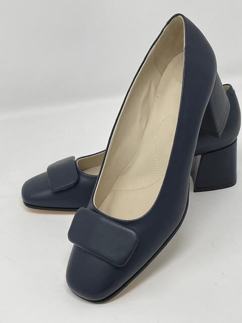 Navy leather heels best sale