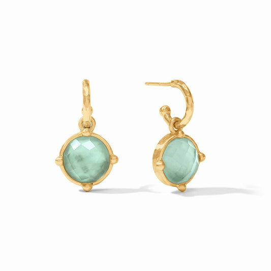 Honeybee Hoop & Charm Earring-Iridescent Aquamarine Blue