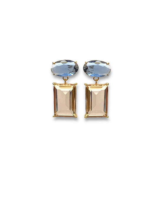 Athena Two Tier Earring (Pink/Blue)