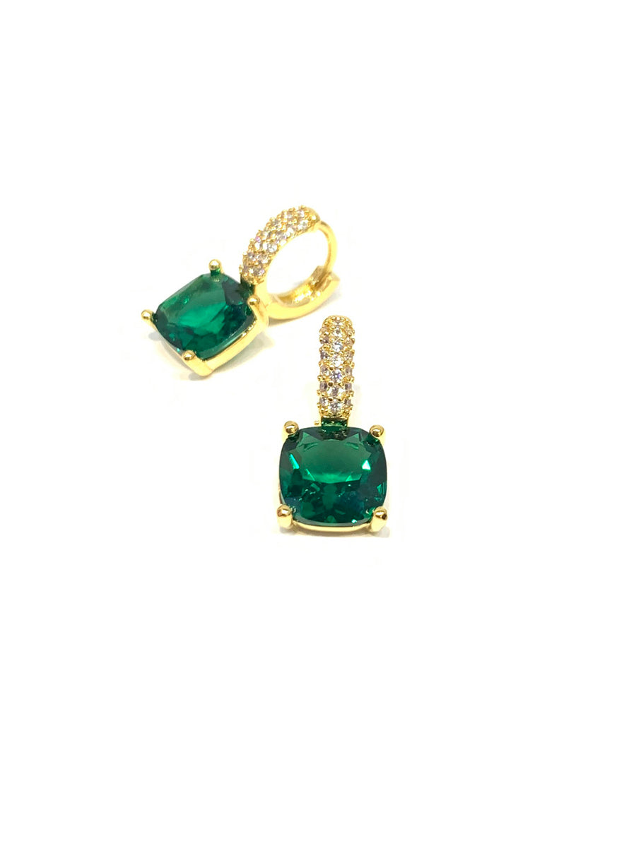 Hooped Stud Emerald Earring